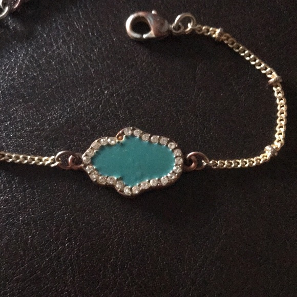💚 $5 Small turquoise Hamsa bracelet with diamond trim - Picture 3 of 4